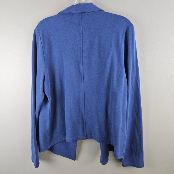 Peruvian Connection Blue Alpaca Cardigan Jacket Knit Open Front Boho Minimalist - Picture 4 of 7